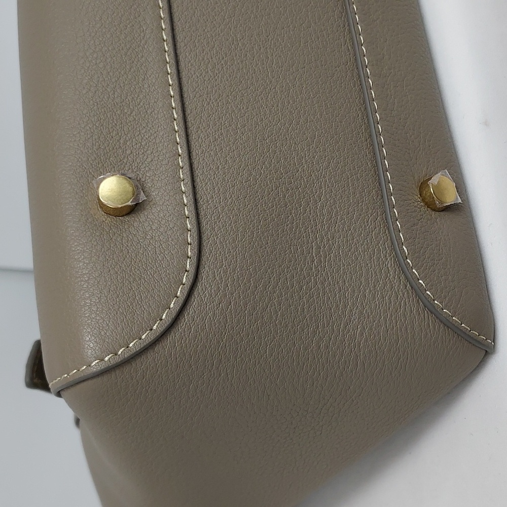 J. McLaughlin Taupe Tote with Gold Accents - Picture 7 of 10
